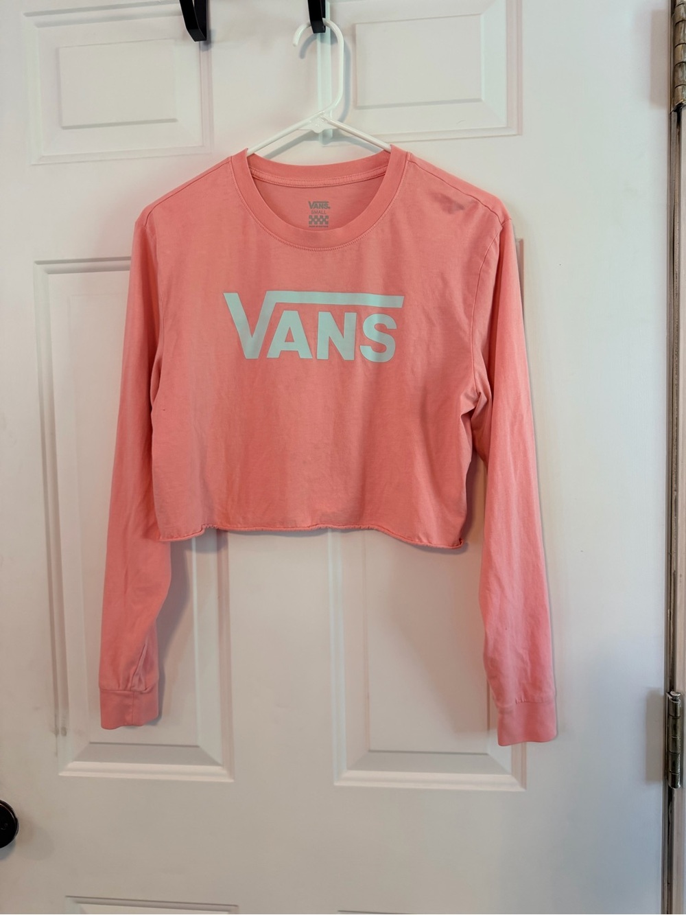Vans Pink Cropped Long Sleeve Logo Tee
